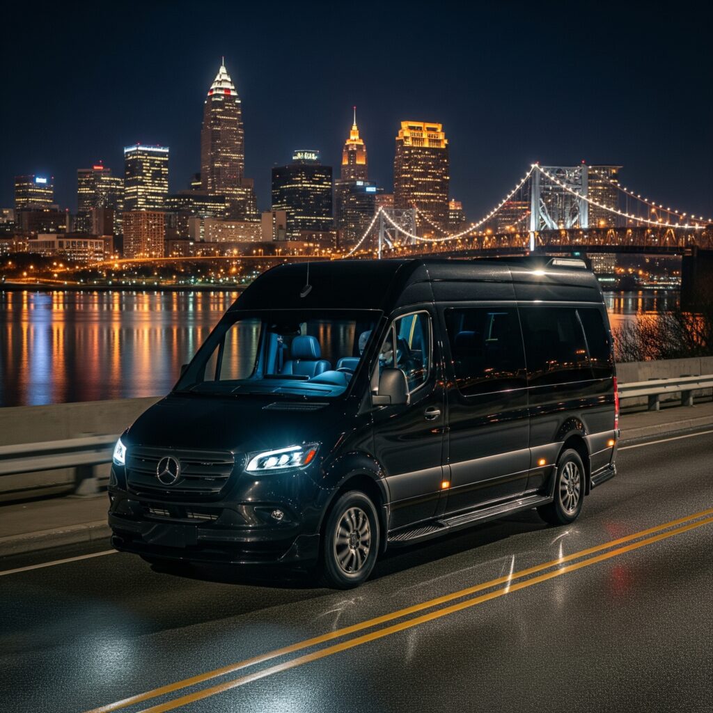Chauffeur driving executive sprinter limo in Cleveland