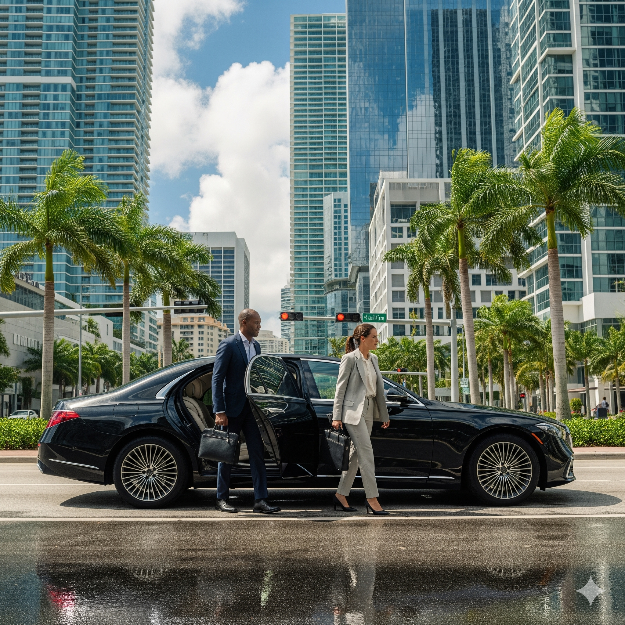 Luxury Miami limo service with professional chauffeur