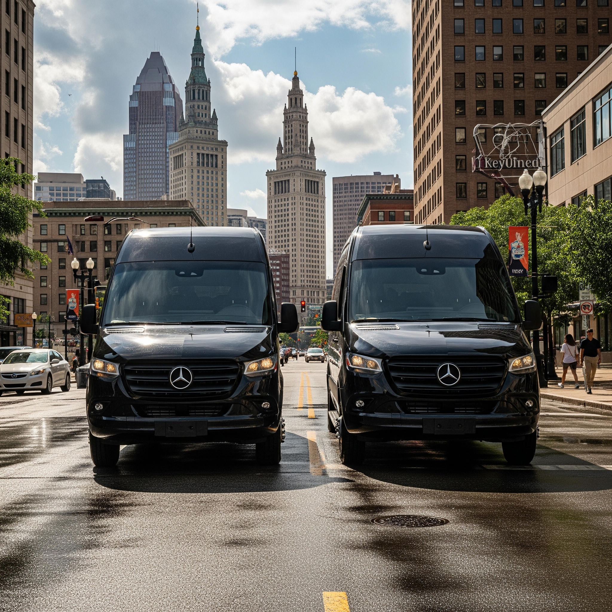 Luxury sprinter limo at Cleveland Hopkins Airport CLE