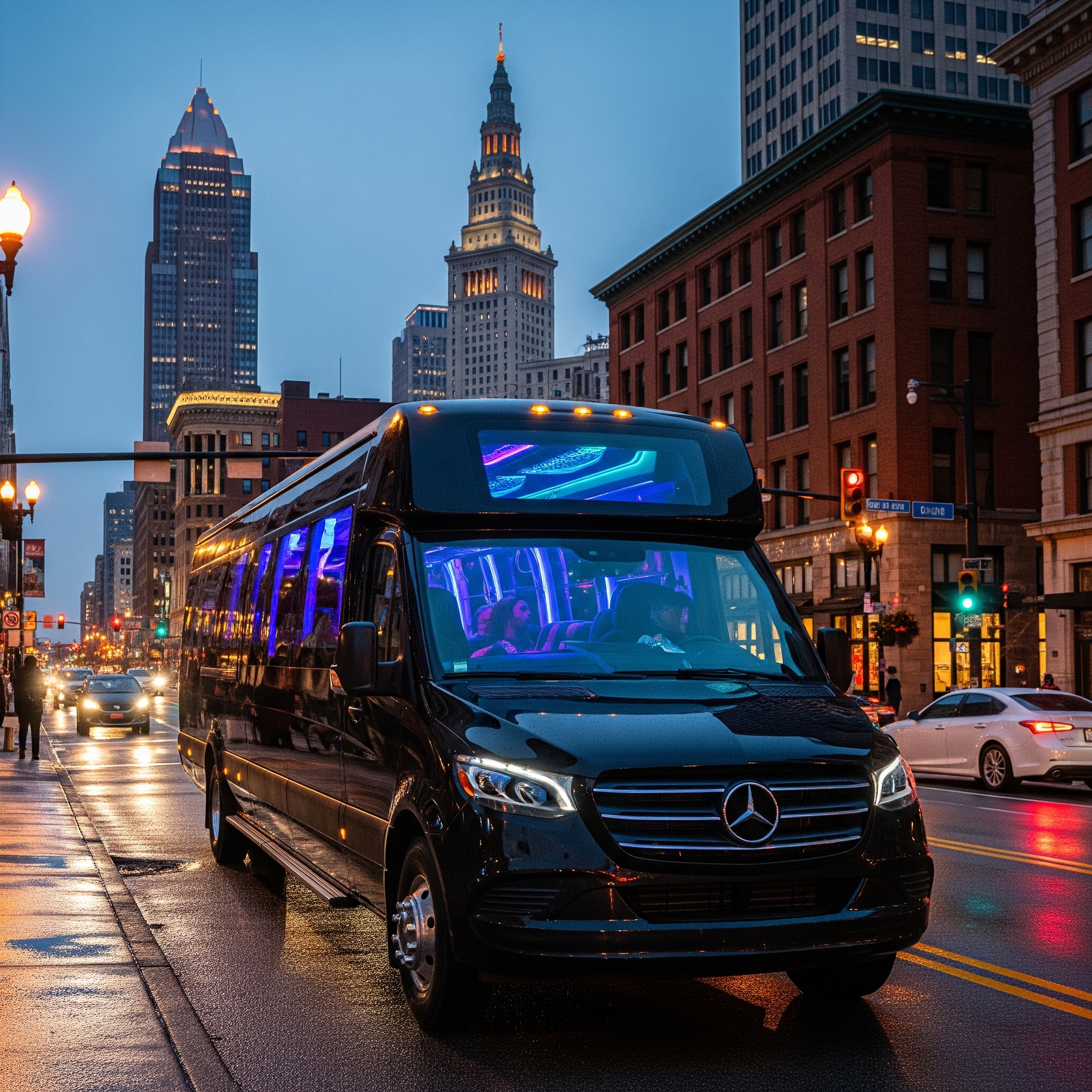 Nightlife party bus service downtown Cleveland