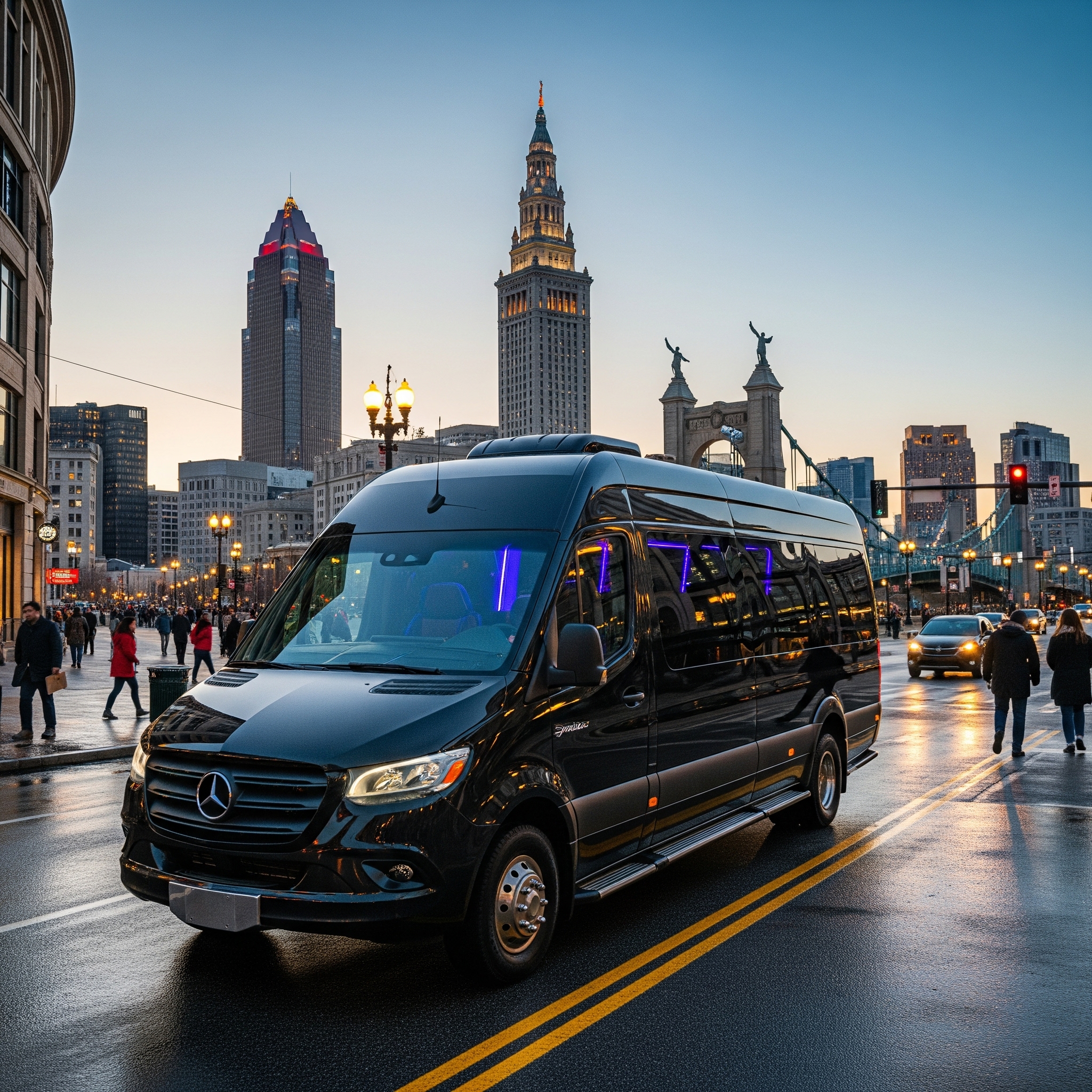 Party bus with premium sound system in Cleveland